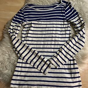 J Crew Womens Blue White Striped Artist Tee Small